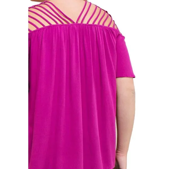 Entro Bohemian Strappy Top, Fuchsia XL - Picture 7 of 7